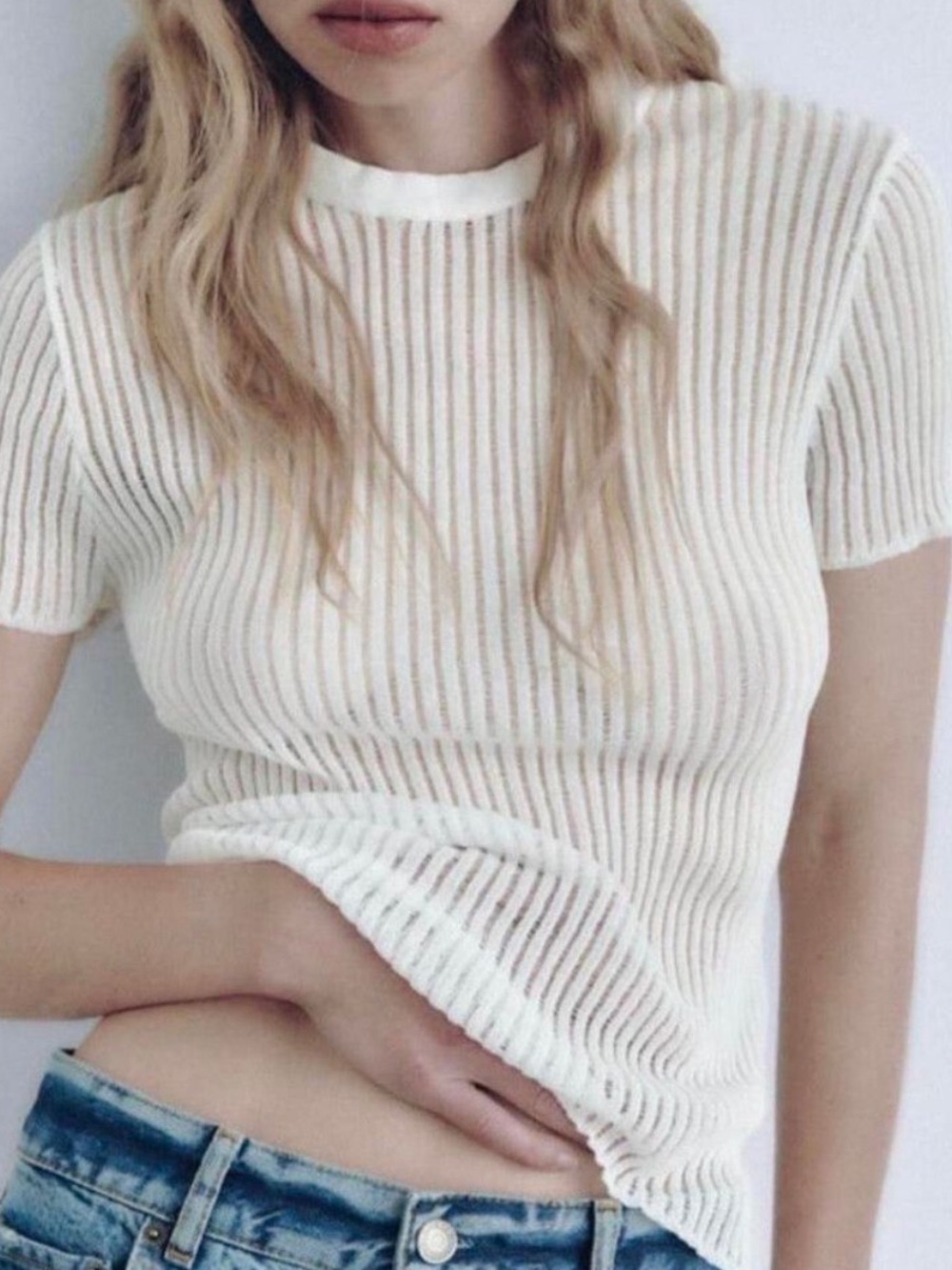 ZARA MESH TOP size small white
